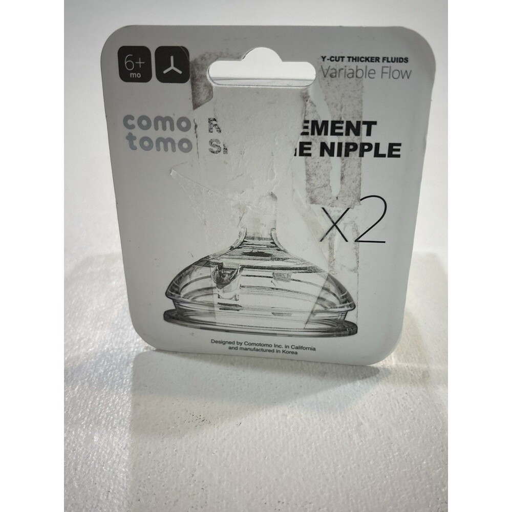 Comotomo Replacement Silicone Nipple 2 Pack Variable Flow 6m+ New - Damaged Box